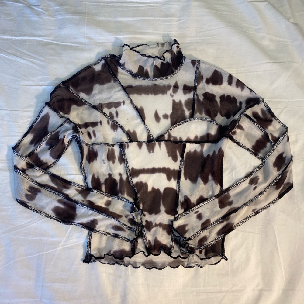 Mesh mock neck top